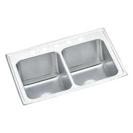 Lustertone Classic Stainless Steel 33" X 22" X 10-1/8" 5-Hole Equal Double Bowl Drop-In Sink, DLR3322105