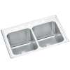 Lustertone Classic Stainless Steel 33" X 22" X 10-1/8" 5-Hole Equal Double Bowl Drop-In Sink W/Perfect Drain(R), DLR332210PD5