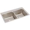 Lustertone Classic Stainless Steel 37" X 22" X 10-1/8", 0-Hole Equal Double Bowl Drop-In Sink, DLR3722100