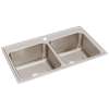 Lustertone Classic Stainless Steel 37" X 22" X 10-1/8" 1-Hole Equal Double Bowl Drop-In Sink, DLR3722101