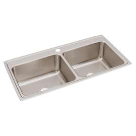 Lustertone Classic Stainless Steel 43" X 22" X 10-1/8" 1-Hole Equal Double Bowl Drop-In Sink, DLR4322101