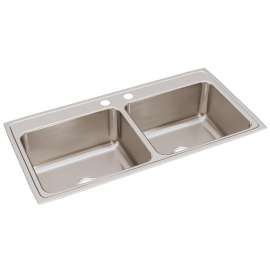 Lustertone Classic Stainless Steel 43" X 22" X 10-1/8" 2-Hole Equal Double Bowl Drop-In Sink, DLR4322102
