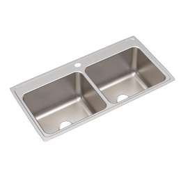 Lustertone Classic Stainless Steel 43" X 22" X 12-1/8", Equal Double Bowl Drop-In Sink, DLR4322120