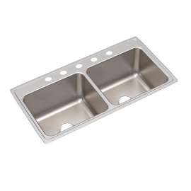 Lustertone Classic Stainless Steel 43" X 22" X 12-1/8" 5-Hole Equal Double Bowl Drop-In Sink, DLR4322125