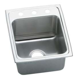 Lustertone Classic Stainless Steel 17" X 22" X 10-1/8" 1-Hole Single Bowl Drop-In Sink With Quick-Clip, DLRQ1722101