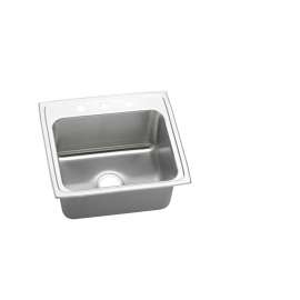 Lustertone Classic Stainless Steel 22" X 19-1/2" X 10-1/8" 2-Hole Single Bowl Drop-In Sink With Quick-Clip, DLRQ2219102