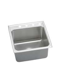Lustertone Classic Stainless Steel 22" X 22" X 12-1/8" 5-Hole Single Bowl Drop-In Sink With Quick-Clip, DLRQ2222125