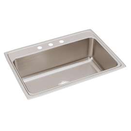 Lustertone Classic Stainless Steel 31" X 22" X 10-1/8" 3-Hole Single Bowl Drop-In Sink With Quick-Clip, DLRQ3122103