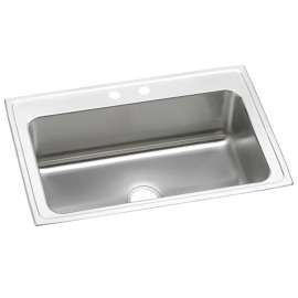 Lustertone Classic Stainless Steel 33" X 22" X 10-1/8" 2-Hole Single Bowl Drop-In Sink, DLRS3322102