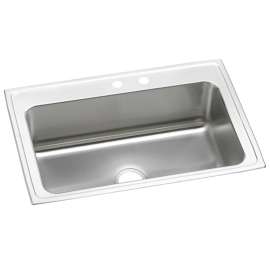 Lustertone Classic Stainless Steel 33" X 22" X 10-1/8" Mr2-Hole Single Bowl Drop-In Sink, DLRS332210MR2