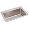 Lustertone Classic Stainless Steel 33" X 22" X 11-5/8" 2-Hole Single Bowl Drop-In Sink, DLRS3322122