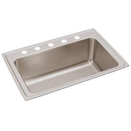 Lustertone Classic Stainless Steel 33" X 22" X 11-5/8" 5-Hole Single Bowl Drop-In Sink, DLRS3322125