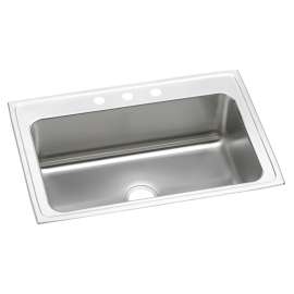 Lustertone Classic Stainless Steel 33" X 22" X 10-1/8" 3-Hole Single Bowl Drop-In Sink W/Quick-Clip, DLRSQ3322103