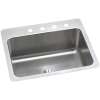 Lustertone Classic Stainless Steel 27" X 22" X 10" 4-Hole Single Bowl Dual Mount Sink With Perfect Drain(R), DLSR272210PD4