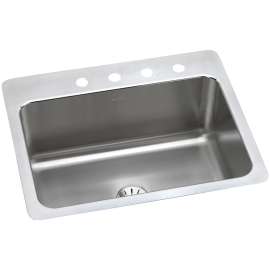 Lustertone Classic Stainless Steel 27" X 22" X 10" 4-Hole Single Bowl Dual Mount Sink With Perfect Drain(R), DLSR272210PD4