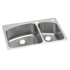 Dayton Stainless Steel 33" X 22" X 8" 3-Hole 60/40 Double Bowl Dual Mount Sink, DPXSR2250R3