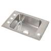 Lustertone Classic Stainless Steel 25" X 17" X 6" 2Lm-Hole Single Bowl Drop-In Classroom Ada Sink, DRKAD2517602LM