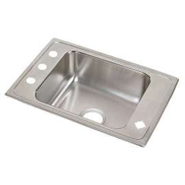 Lustertone Classic Stainless Steel 25" X 17" X 6-1/2", 0-Hole Single Bowl Drop-In Classroom Ada Sink, DRKAD2517650