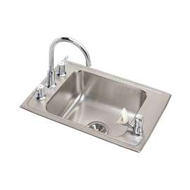 Lustertone Classic Stainless Steel 25" X 17" X 6-1/2" 4-Hole Single Bowl Drop-In Classroom Ada Sink Kit And Vandal-Resistant Filtration Kit With Filter Status Monitor, DRKAD251765FFC