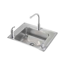 Lustertone Classic Stainless Steel 28" X 22" X 4-1/2" Single Bowl Drop-In Classroom Ada Sink Kit And Vandal-Resistant Filtration Kit With Filter Status Monitor, DRKAD282245RFFC