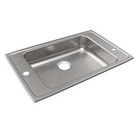 Lustertone Classic Stainless Steel 31" X 19-1/2" X 5-1/2" 2Lm-Hole Single Bowl Drop-In Classroom Ada Sink, DRKAD3119552LM