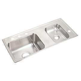 Lustertone Classic Stainless Steel 37-1/4" X 17" X 4" Double Bowl Drop-In Classroom Ada Sink, DRKAD371740R4