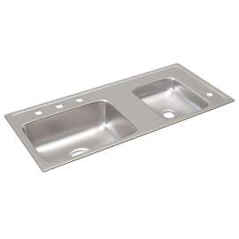 Lustertone Classic Stainless Steel 37-1/4" X 17" X 6" Double Bowl Drop-In Classroom Ada Sink, DRKAD371760R4
