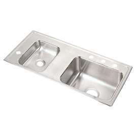 Lustertone Classic Stainless Steel 37-1/4" X 17" X 6-1/2" Double Bowl Drop-In Classroom Ada Sink, DRKAD371765L4