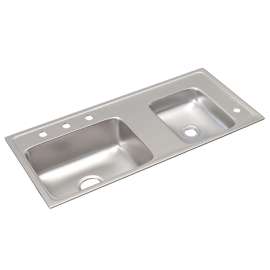 Lustertone Classic Stainless Steel 37-1/4" X 17" X 6-1/2" Double Bowl Drop-In Classroom Ada Sink, DRKAD371765R4