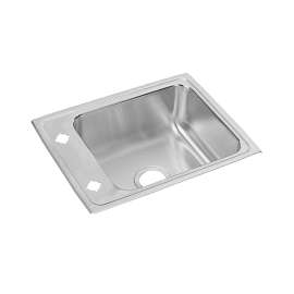 Lustertone Classic Stainless Steel 22" X 17" X 5" 2-Hole Single Bowl Drop-In Classroom Ada Sink With Quick-Clip, DRKADQ2217502