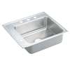 Lustertone Classic Stainless Steel 22" X 19-1/2" X 5-1/2" Single Bowl Drop-In Classroom Ada Sink, DRKADQ2220552LM