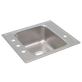 Lustertone Classic Stainless Steel 22" X 19-1/2" X 7-1/2" Single Bowl Drop-In Classroom Sink, DRKR22204