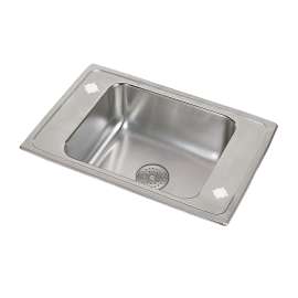 Lustertone Classic Stainless Steel 25" X 17" X 7-5/8" 2-Hole Single Drop-In Classroom Sink W/Perfect Drain(R) Grid, DRKR2517PD2