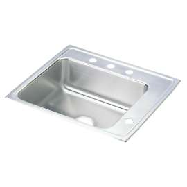 Lustertone Classic Stainless Steel 25" X 22" X 7-5/8" Single Bowl Drop-In Classroom Sink, DRKR2522R4