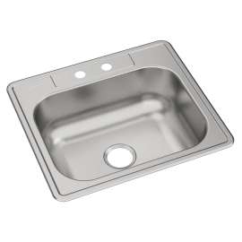 Dayton Stainless Steel 25" X 22" X 8-1/16" 2-Hole Single Bowl Drop-In Sink, DSE125222