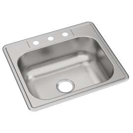 Dayton Stainless Steel 25" X 22" X 8-1/16" 3-Hole Single Bowl Drop-In Sink, DSE125223
