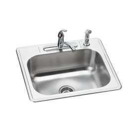Dayton Stainless Steel 25" X 22" X 8-1/16" 4-Hole Single Bowl Drop-In Sink And Faucet Kit, DSE125224DF