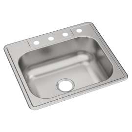 Dayton Stainless Steel 25" X 22" X 8-1/16" 4-Hole Single Bowl Drop-In Sink, DSE125224
