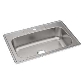Dayton Stainless Steel 33" X 22" X 8-1/16" 1-Hole Single Bowl Drop-In Sink Kit With Chrome Faucet, DSE133221DFCR