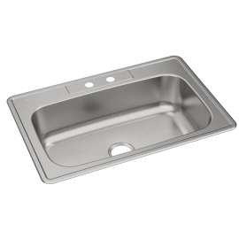 Dayton Stainless Steel 33" X 22" X 8-1/16" 2-Hole Single Bowl Drop-In Sink, DSE133222