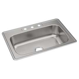 Dayton Stainless Steel 33" X 22" X 8-1/16" 3-Hole Single Bowl Drop-In Sink, DSE133223