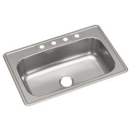 Dayton Stainless Steel 33" X 22" X 8-1/16" 4-Hole Single Bowl Drop-In Sink, DSE133224