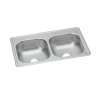 Dayton Stainless Steel 33" X 19" X 8", 0-Hole Equal Double Bowl Drop-In Sink, DSE233190