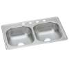 Dayton Stainless Steel 33" X 19" X 8" 4-Hole Equal Double Bowl Drop-In Sink, DSE233194