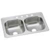 Dayton Stainless Steel 33" X 21-1/4" X 8-1/16" 4-Hole Equal Double Bowl Drop-In Sink, DSE233214