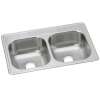 Dayton Stainless Steel 33" X 22" X 8-1/16", 0-Hole Equal Double Bowl Drop-In Sink, DSE233220