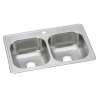 Dayton Stainless Steel 33" X 22" X 8-1/16" 1-Hole Equal Double Bowl Drop-In Sink, DSE233221