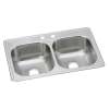 Dayton Stainless Steel 33" X 22" X 8-1/16" 2-Hole Equal Double Bowl Drop-In Sink, DSE233222