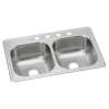 Dayton Stainless Steel 33" X 22" X 8-1/16" 4-Hole Equal Double Bowl Drop-In Sink, DSE233224