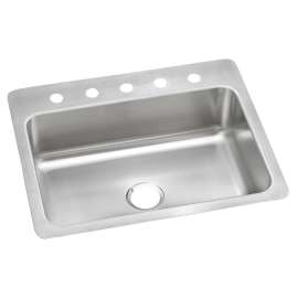 Dayton Stainless Steel 27" X 22" X 8" 5-Hole Single Bowl Dual Mount Sink, DSESR127225